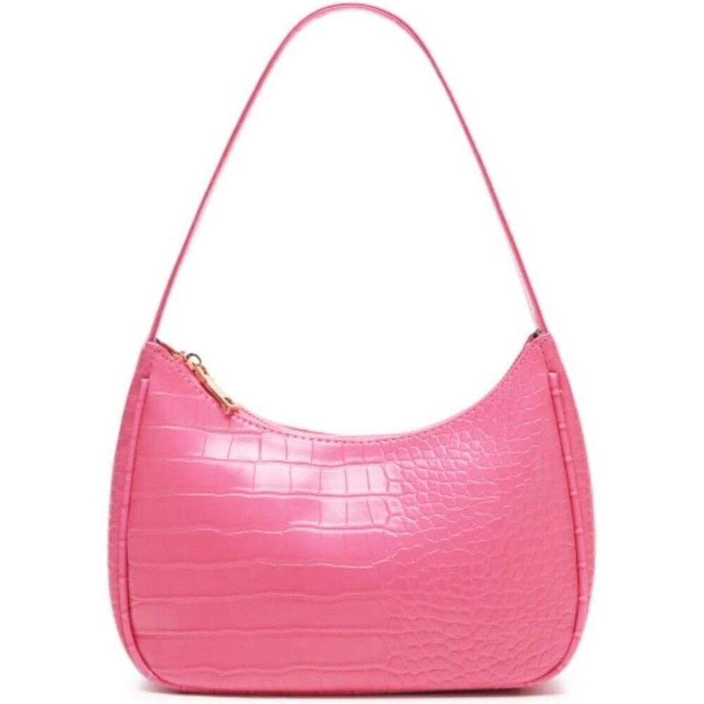Women’s Pink Cute Hobo Tote Handbag Mini Clutch Purse with Zipper Closure